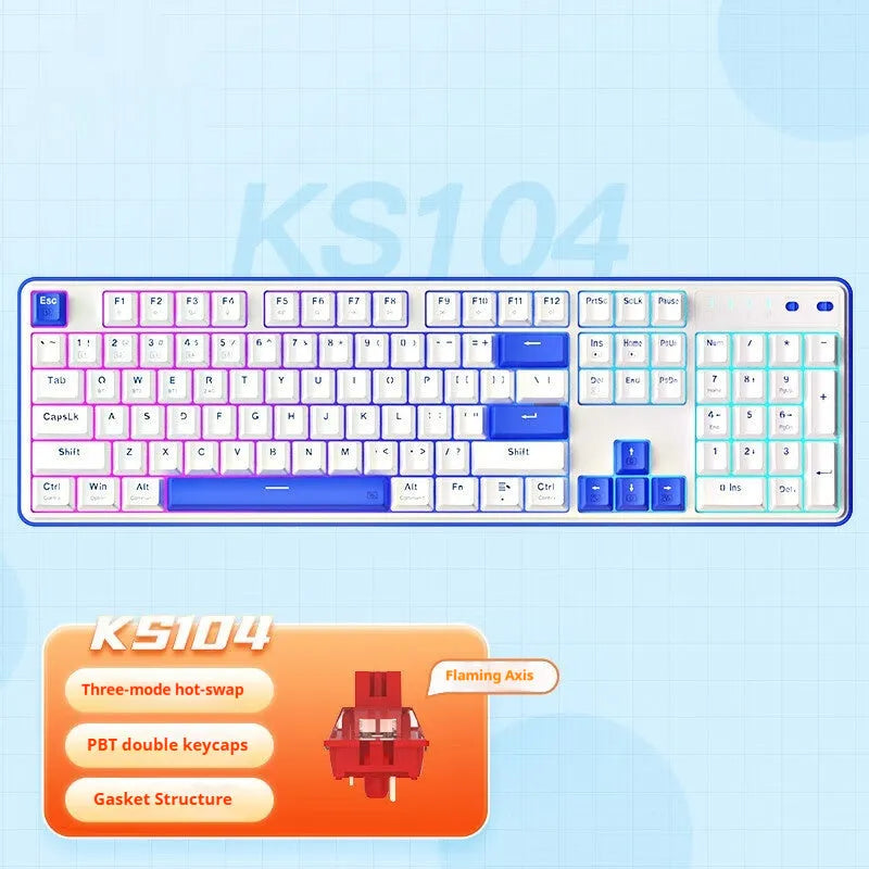 Red Dragon three-mode mechanical keyboard with full 104-key layout in multiple colour options