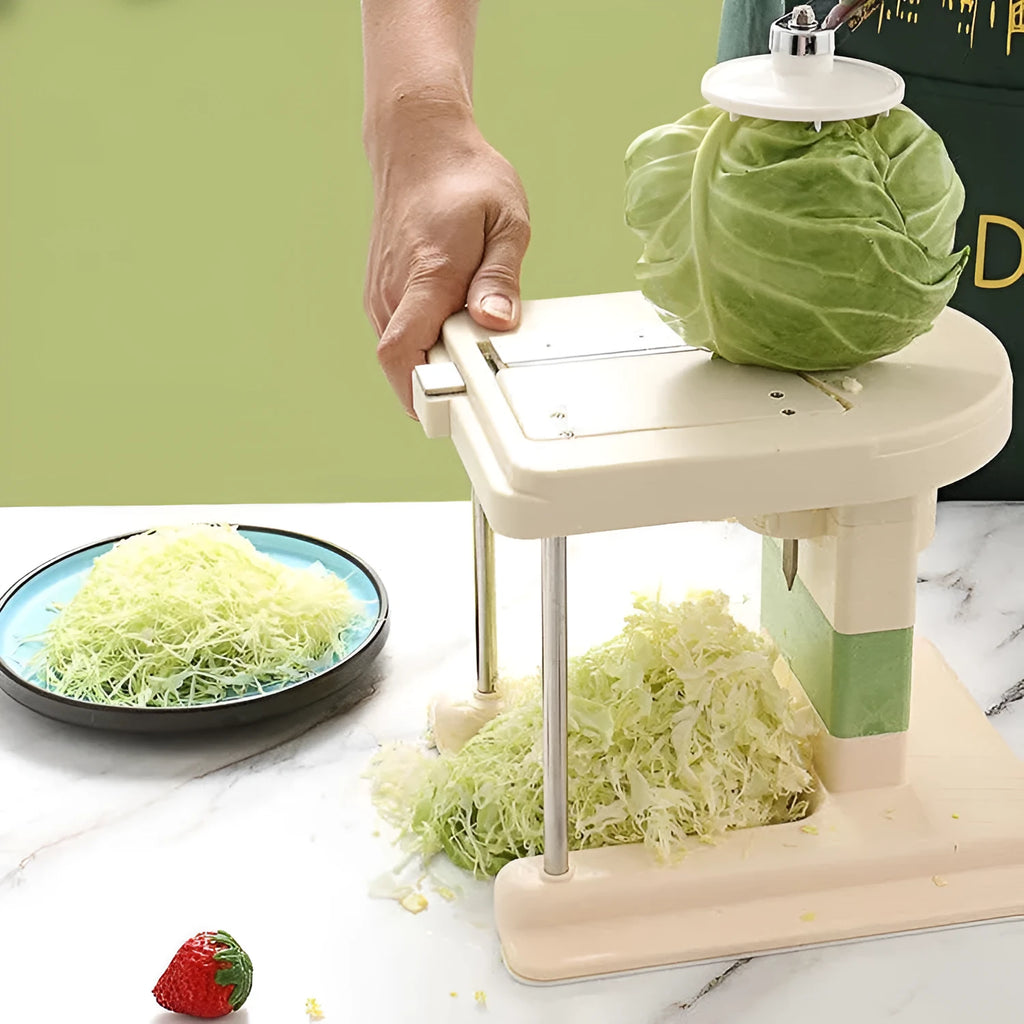 Beige multifunctional slicer chopper with stainless steel blades for vegetable shredding and grating