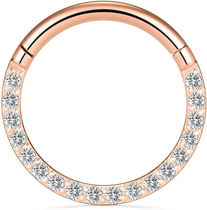 Stainless steel seamless nose ring with electroplated finish showing colour options and round design