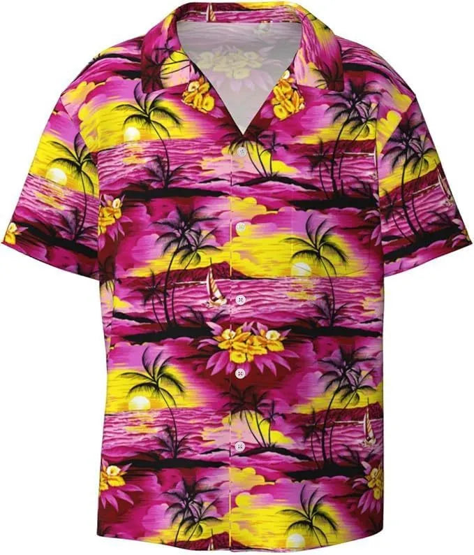 Men's short sleeve camouflage slim fit shirt in polyester fibre, front view, available in multiple colours