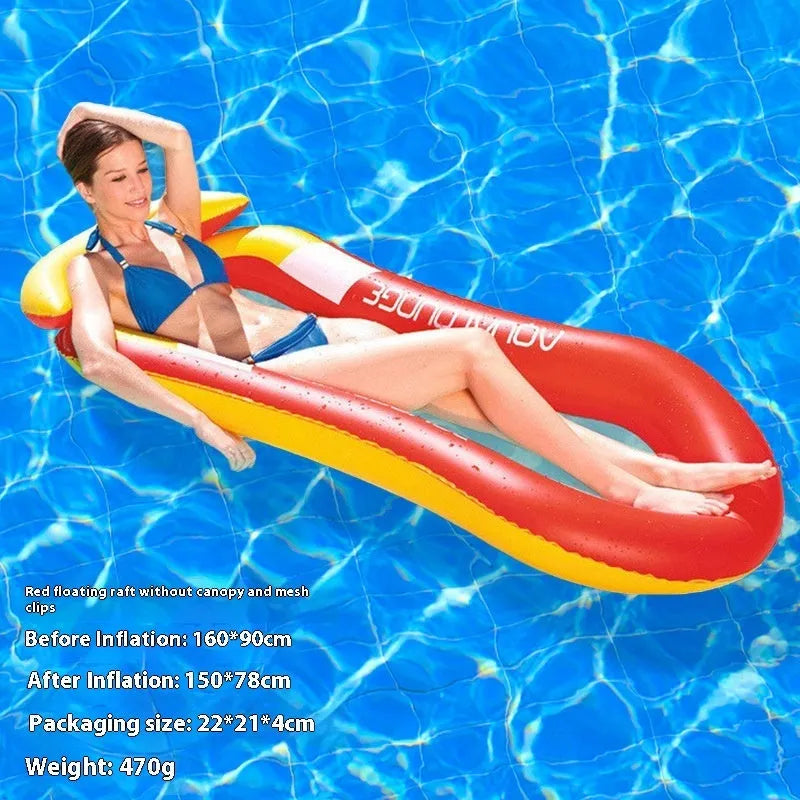 PVC thick sequins wave inflatable floating row in gradient colours with mesh deck chair design