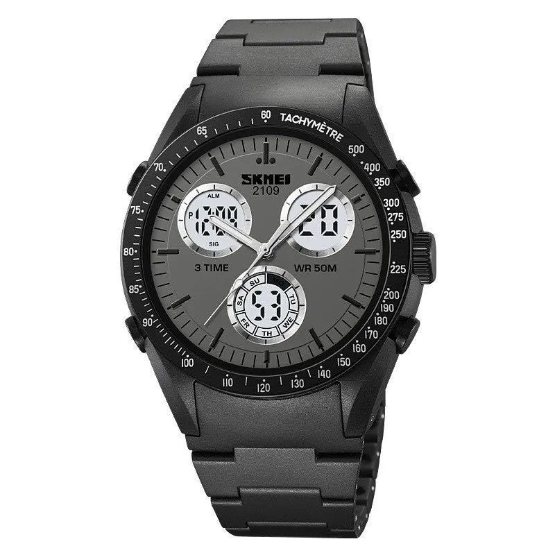 Unisex digital casual watch with a black camouflage pattern, ABS case, TPU strap, and stainless steel buttons.