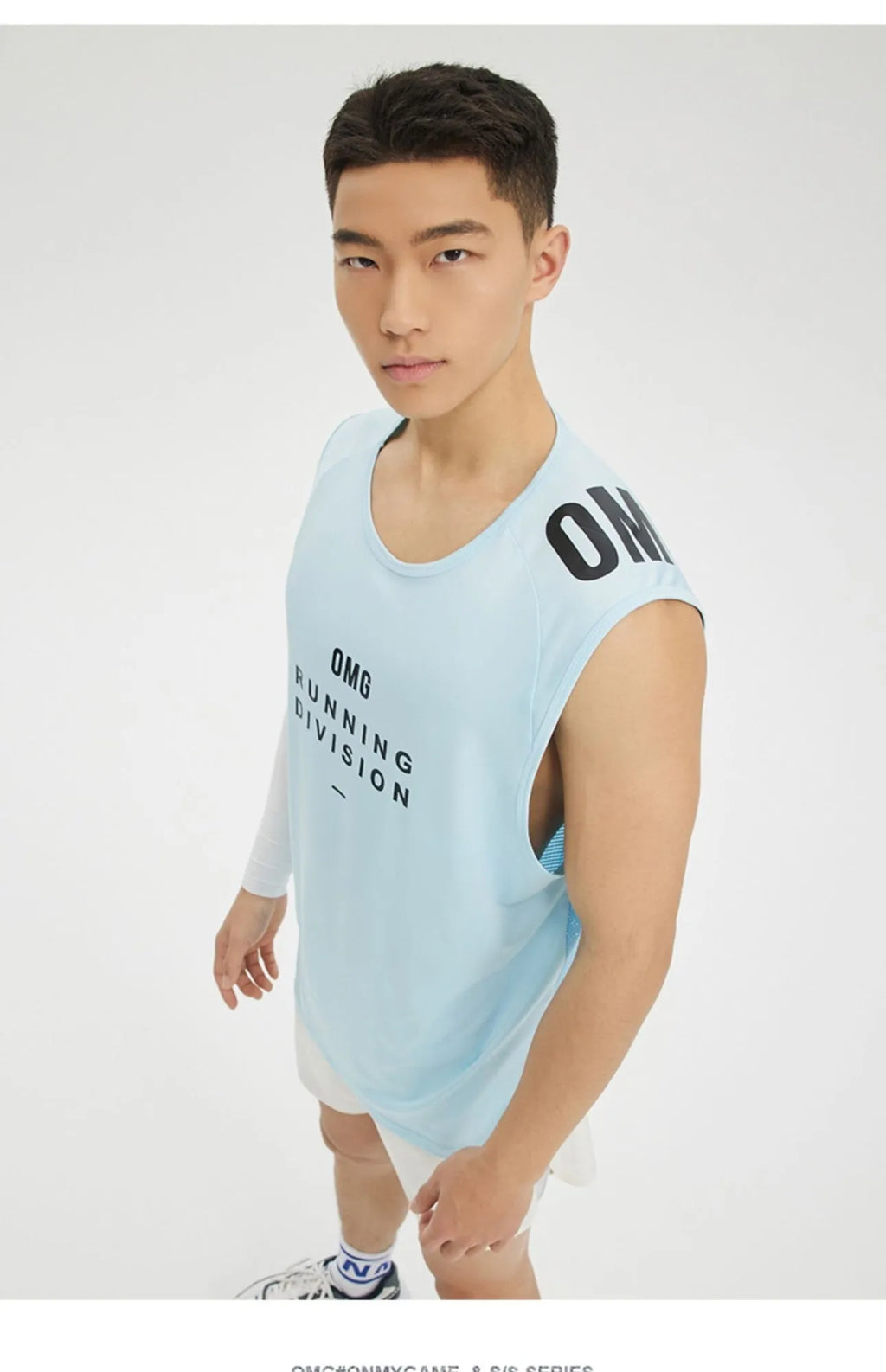 Men's loose-fitting mesh ice silk sports vest in black, blue, grey, or white colours