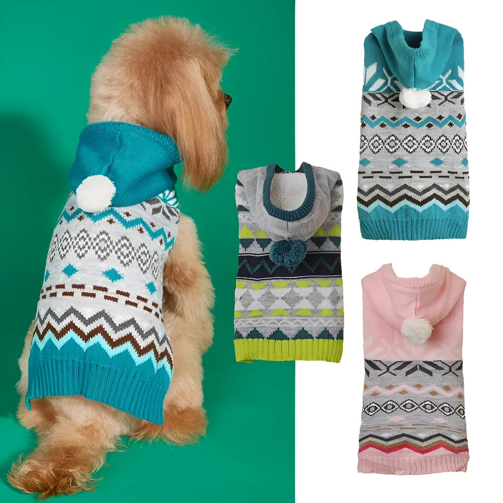 Green diamond pattern knitted sweater for a small dog, shown on a mannequin.