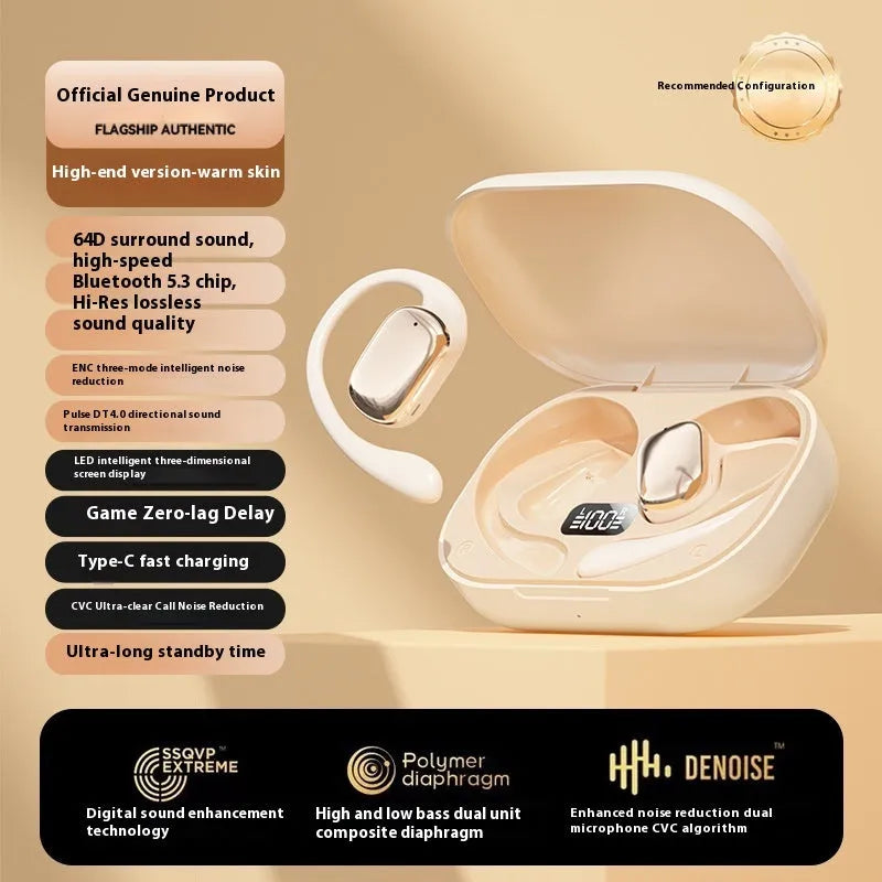 Ear-mounted headphones with digital display screen in three colour options