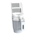 Grey cat litter scoop with attached waste bin and foldable bottom