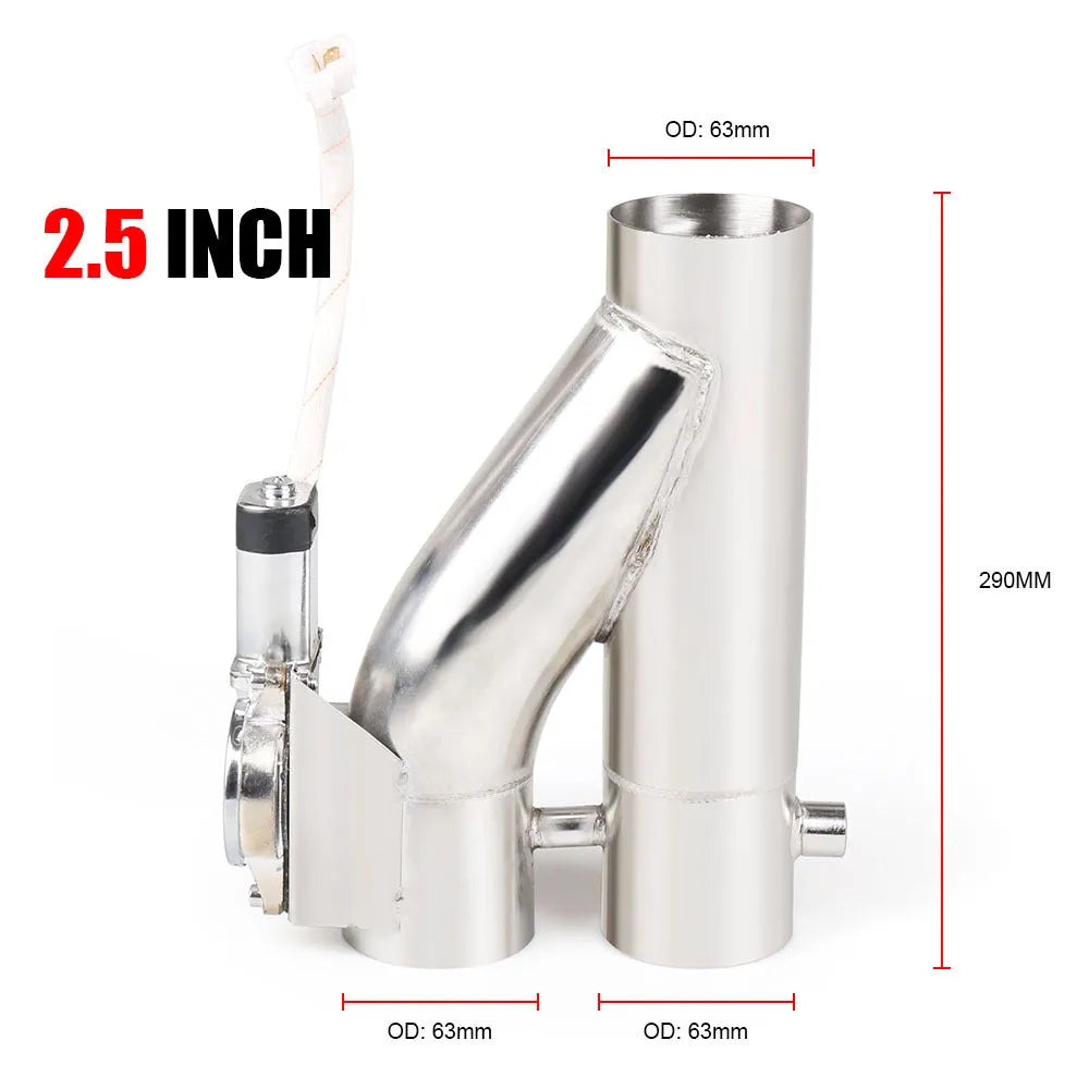 Silver stainless steel electronic control double valve exhaust pipe 290mm length