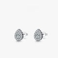 Women's silver drop ear studs with diamond finish on 925 sterling silver