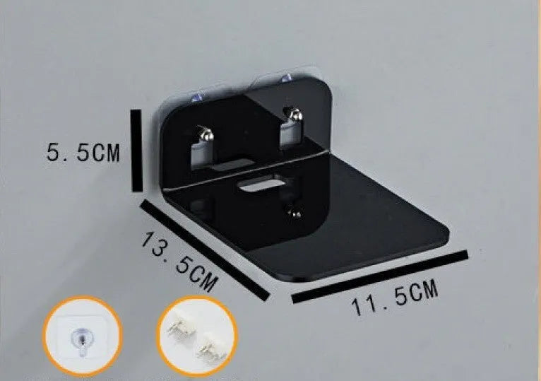Acrylic right angle camera monitoring bracket, 13.5x11.5x5.5cm, no-drill wall mount in transparent finish