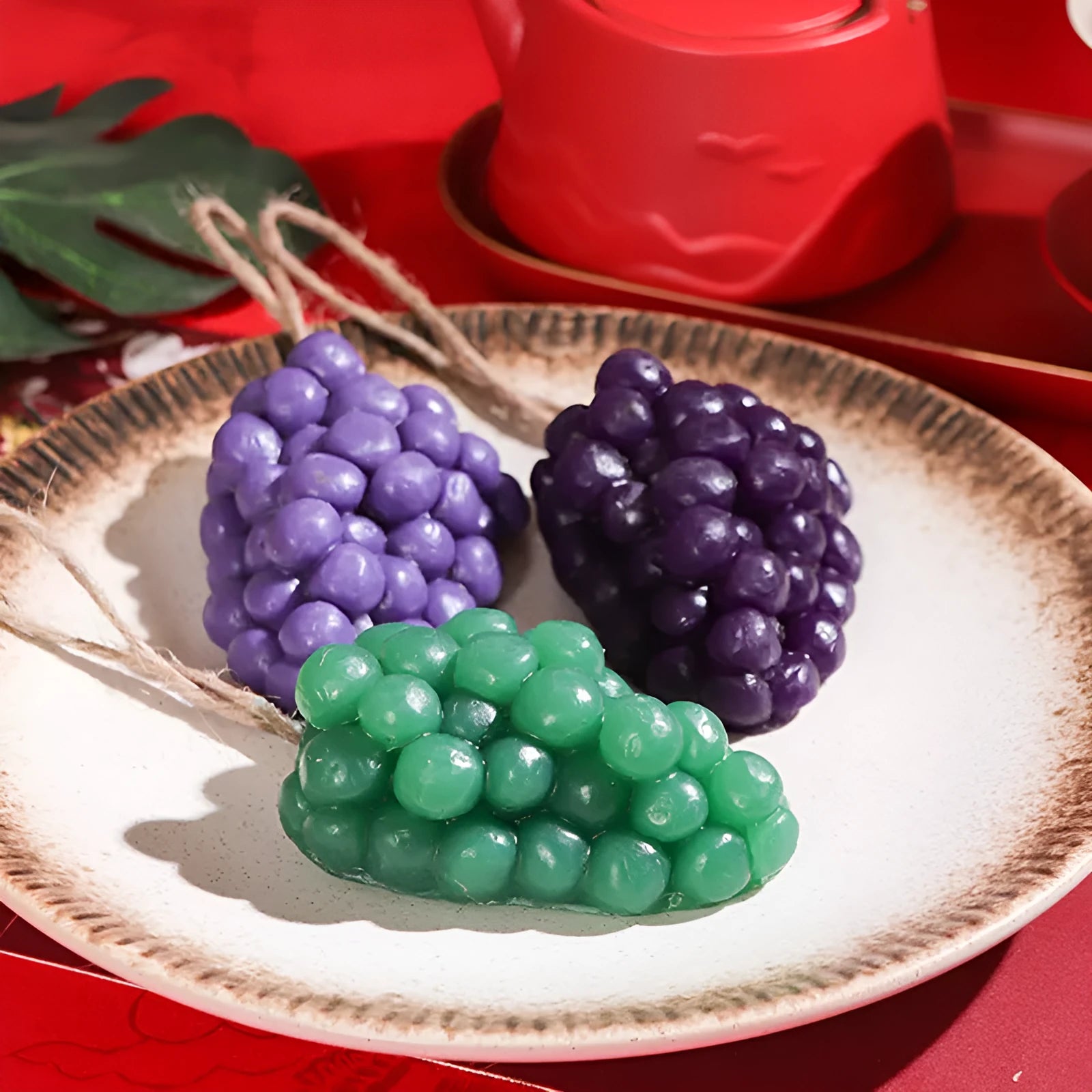 Purple and green handmade grape soap bars weighing 80g for natural bathing cleansing