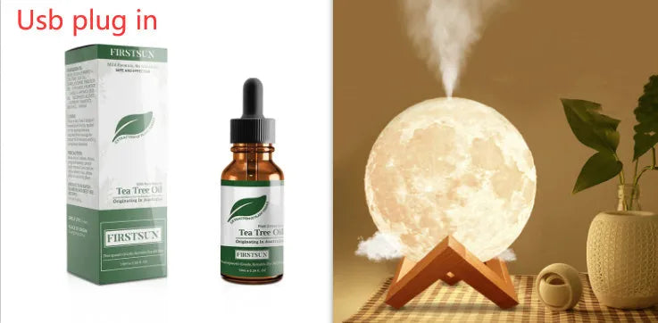 Spherical bedside humidifier with LED night light in three colour options and USB charging port