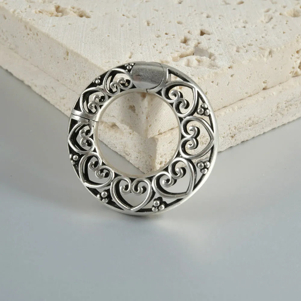 Retro heart-shaped and lotus-shaped magnetic earrings in antique silver and gold finishes