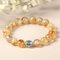 Citrine crystal geometric bracelet with 10mm beads in unisex design