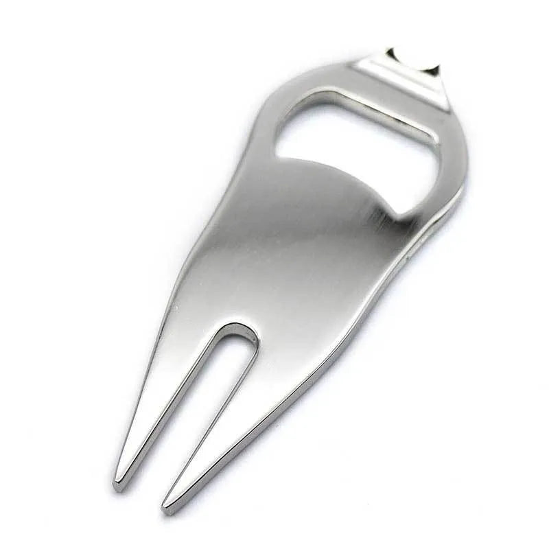 Zinc alloy golf ball yoke bottle opener tool with 88x35mm ball lifter and 25mm marking coin