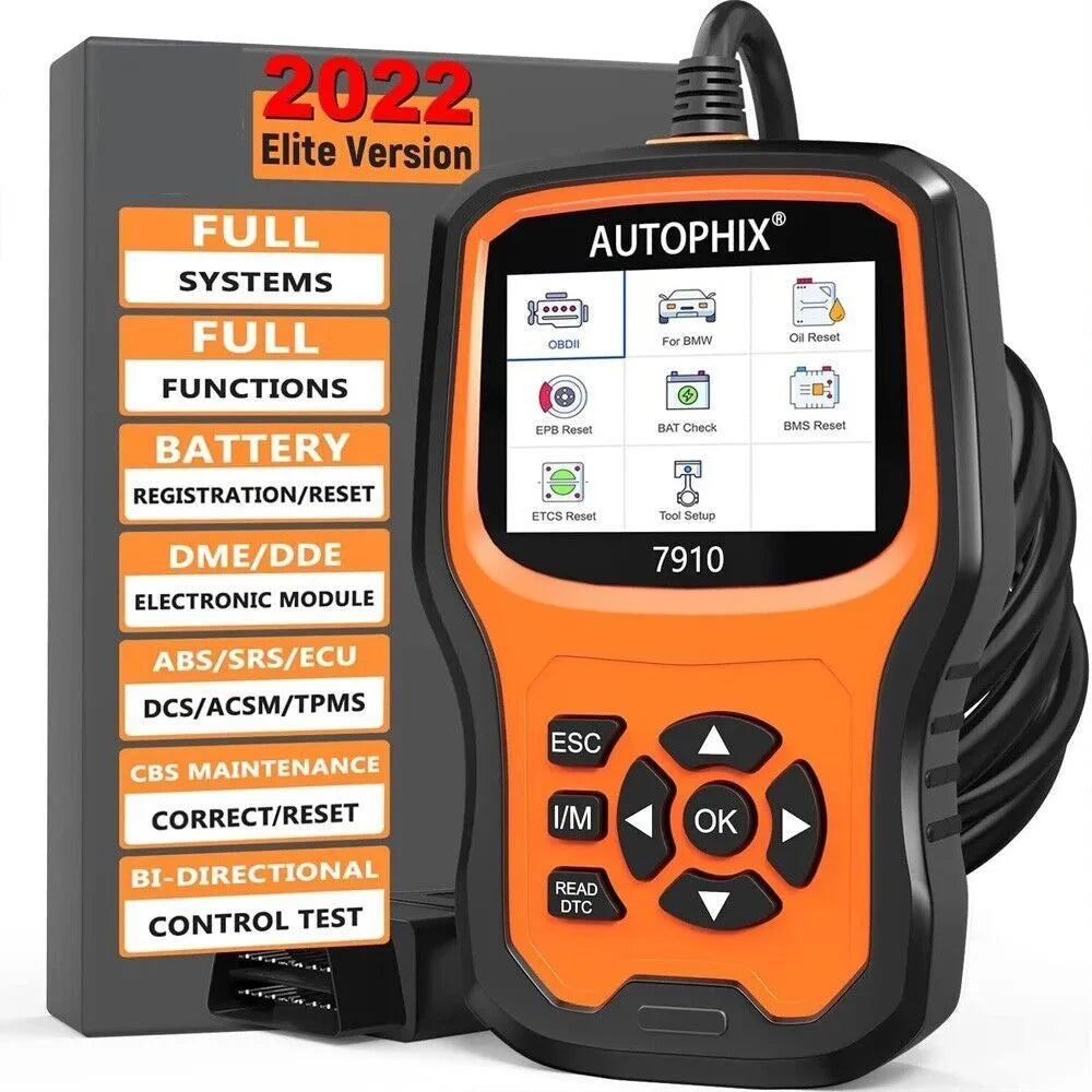 Autophix 7910 BMW Mini Rolls Royce diagnostic scan tool with OBD2 connector