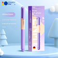 Blue plastic student posture correction pen with ergonomic grip on a white background.