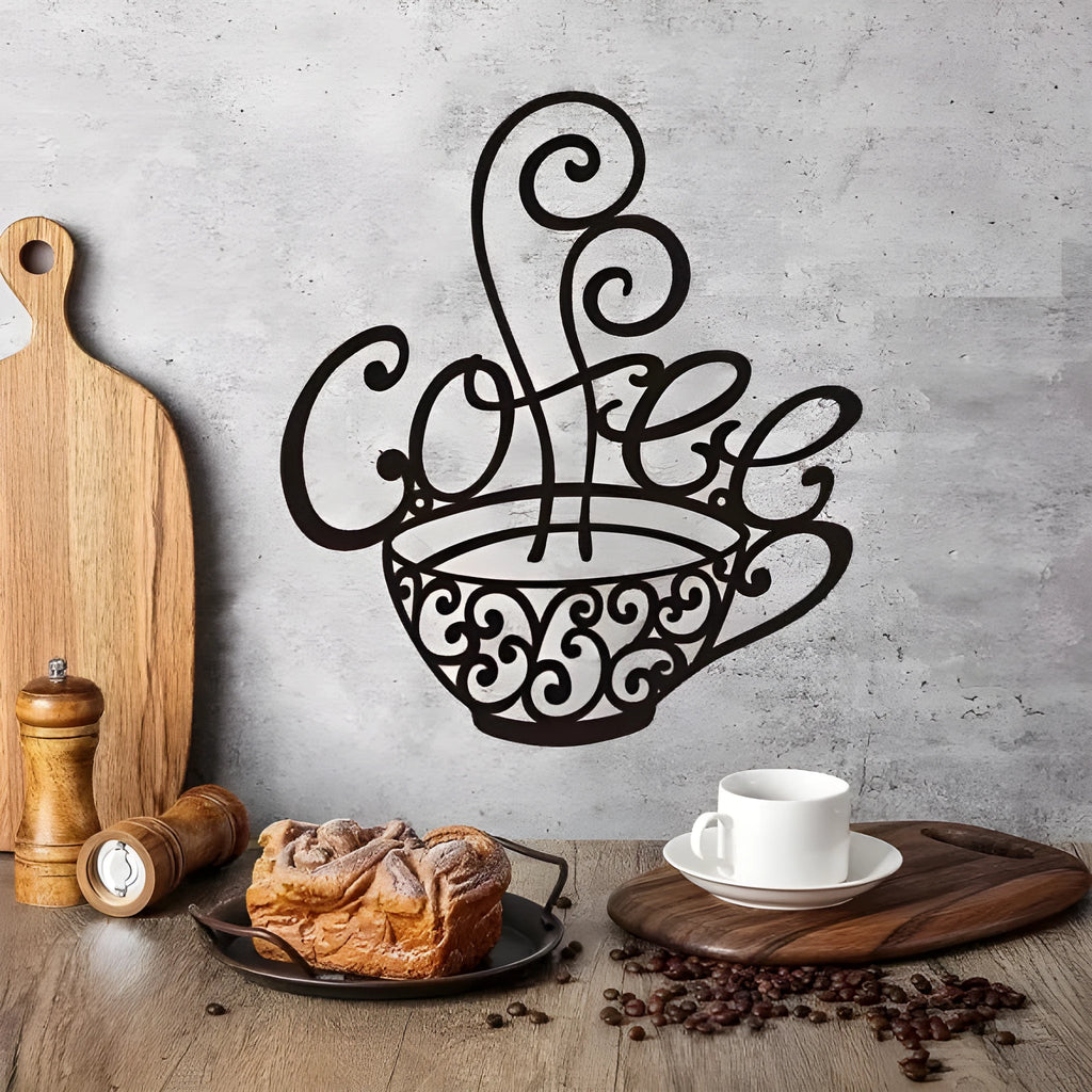 Black iron English letters silhouette wall ornament measuring 26cm by 28cm