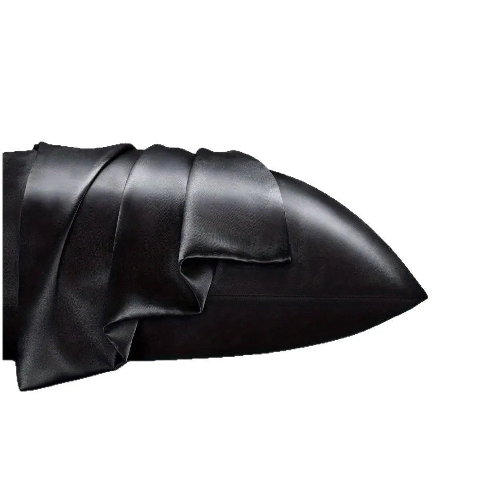A pair of solid colour satin cloth pillowcases made from polyester, shown in one of thirteen available shades.