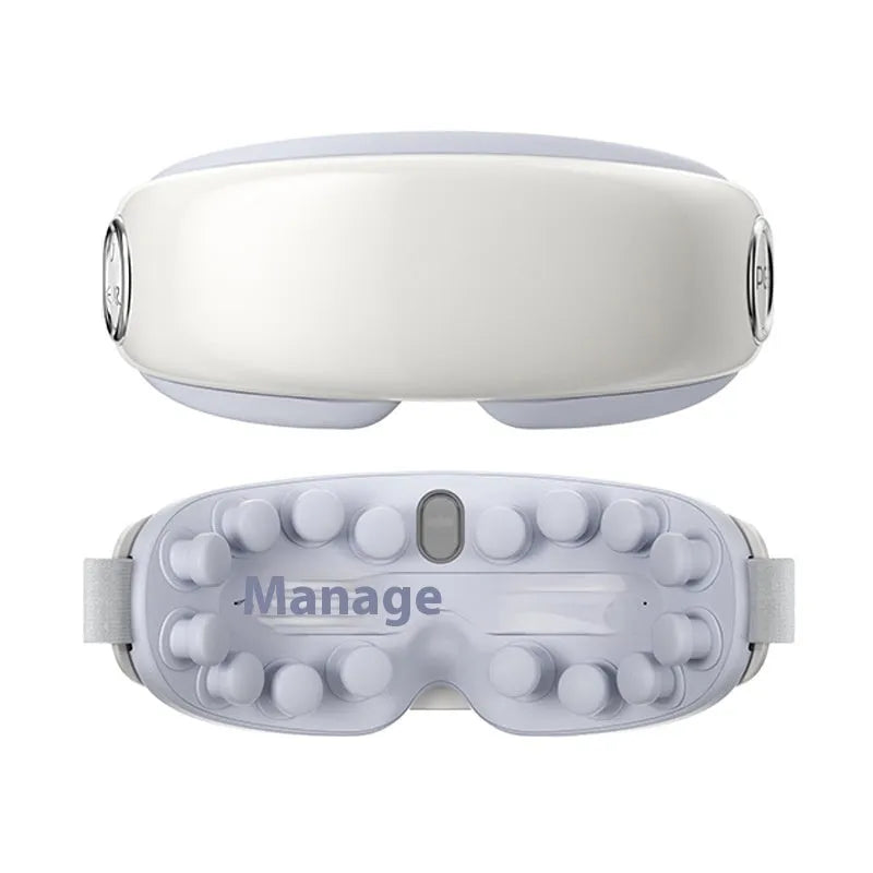 Bluetooth steam eye moisturising hot compress massage device in purplish gray, green, or ink gray colour.