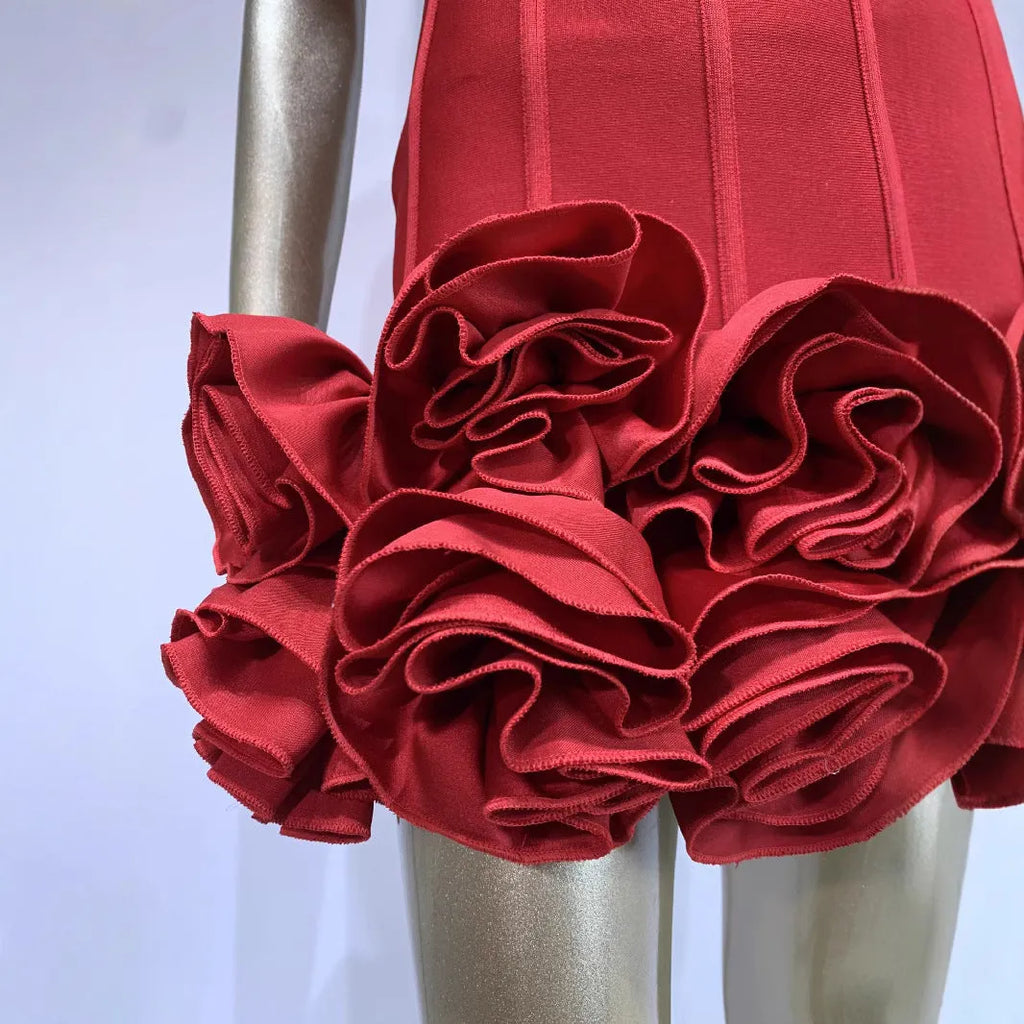 Women's solid colour urban style dress with mid waist design in red, white or black options
