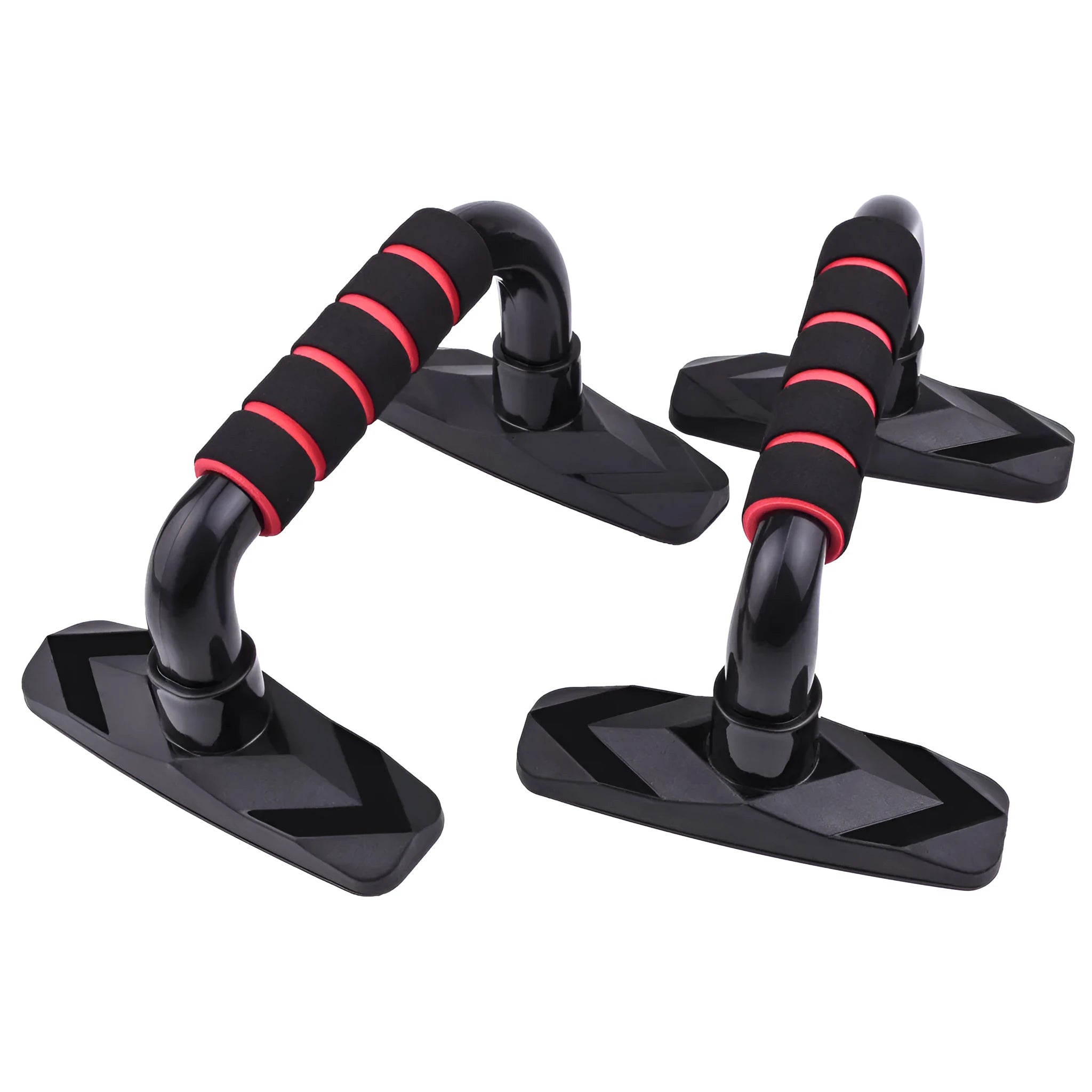 Pair of I-shaped diamond push up bars in PP sponge foam, shown in available colours for strength training.