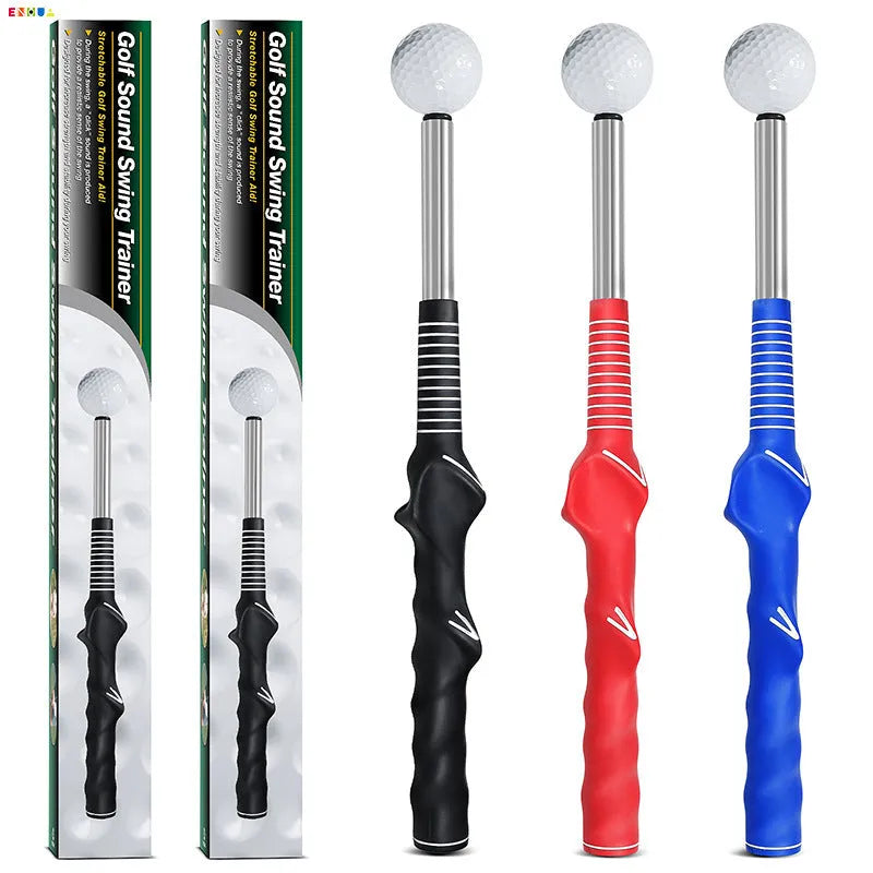 Telescopic golf swing simulator in stainless steel with adjustable shaft