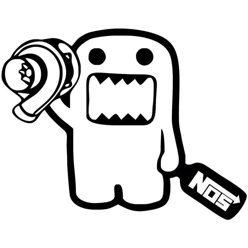 Cartoon design car sticker in black or white colour, PVC material, 15cm by 12cm size for vehicle decoration