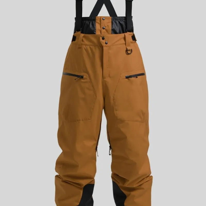 Men's waterproof ski trousers with thickened straps in linen flame-retardant fabric