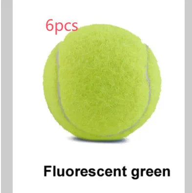 6.3cm diameter rubber dog tennis ball in assorted colours including blue, pink and green.