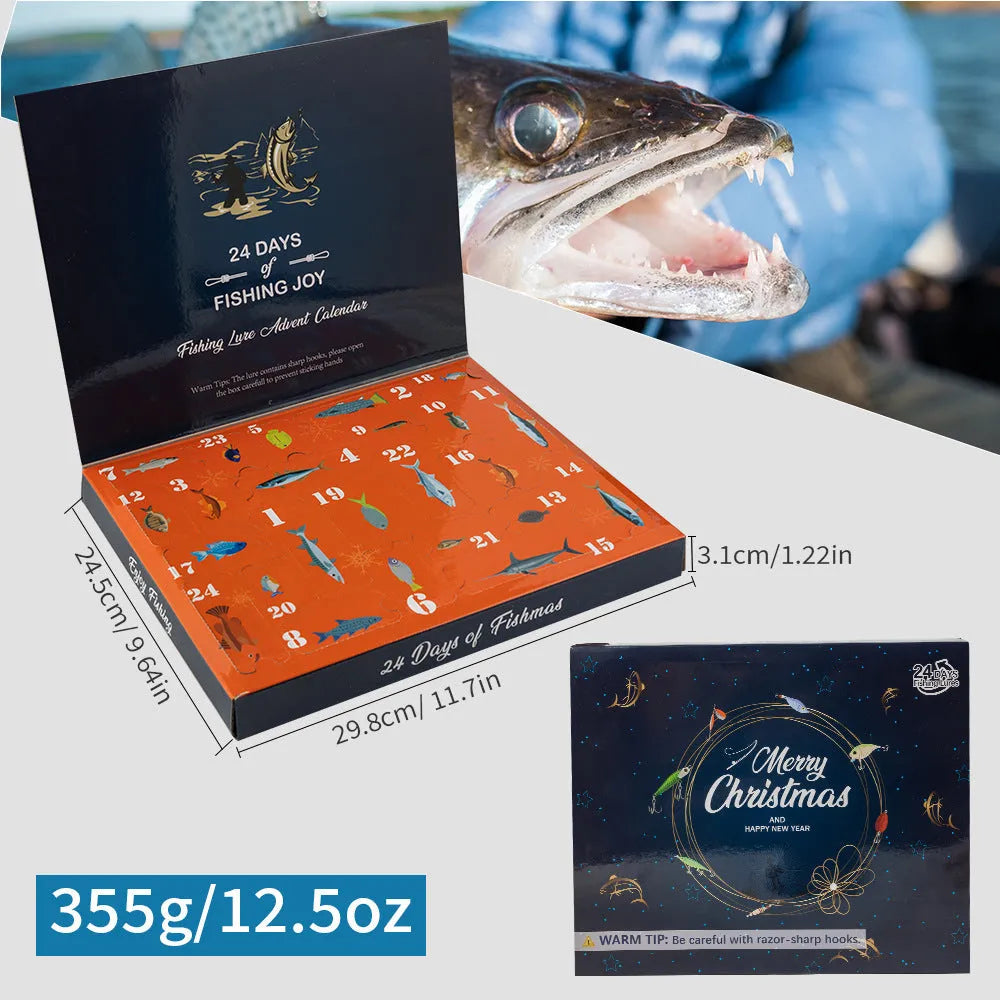 24-piece metal Christmas Mino Bog fishing lure set in blind box with various hook sizes