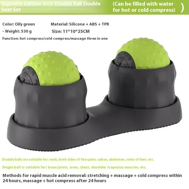Massage ball set with textured surface for cold and hot compress therapy in caramel mocha colour