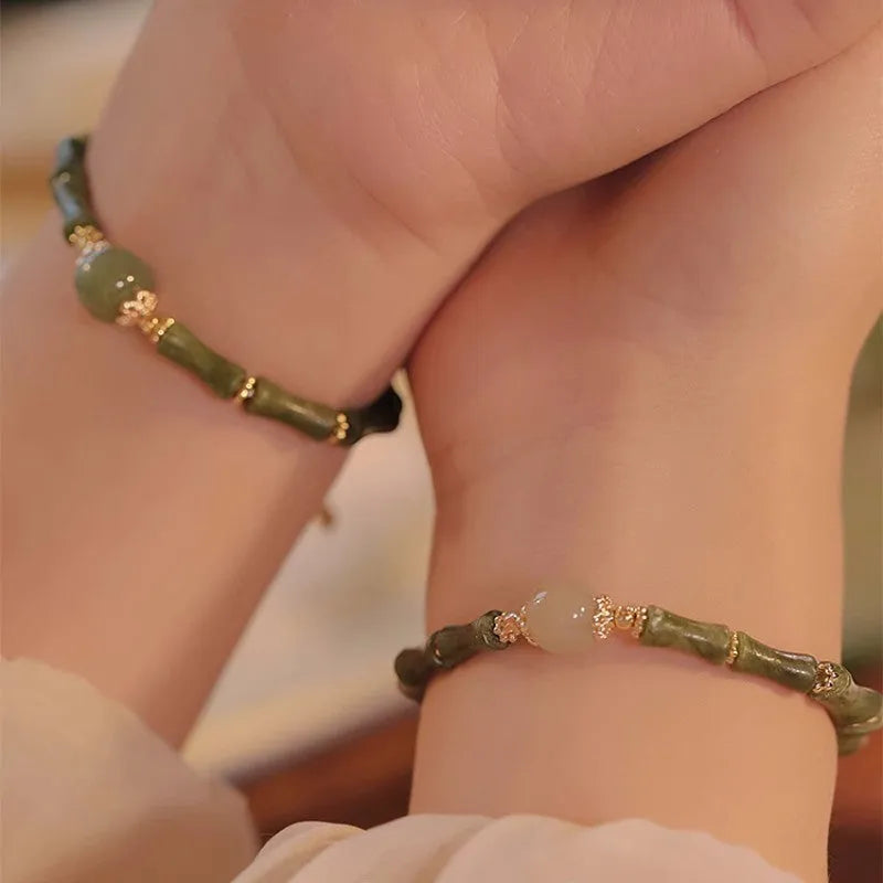 Hetian jade bracelet for women round shape Dark Green colour simple style