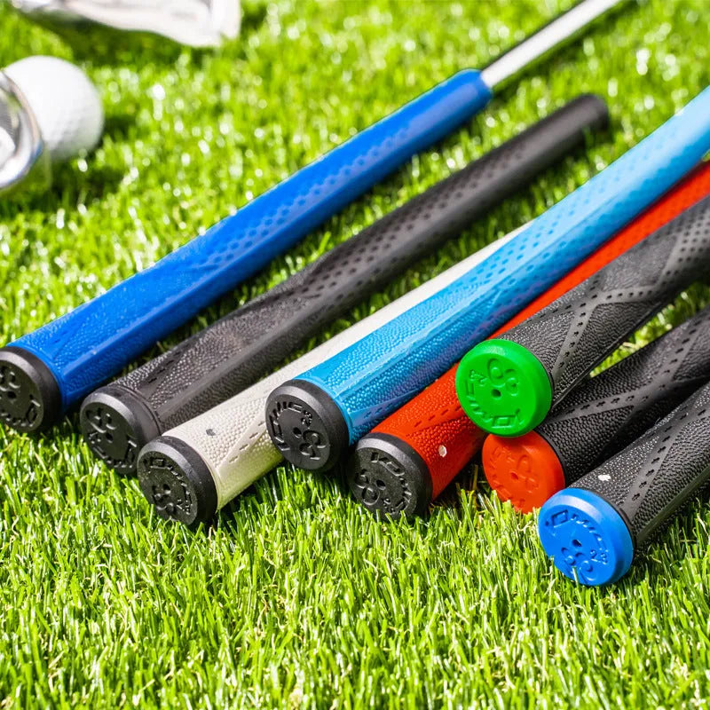 TPE material golf club grip in various colour options on a club shaft.