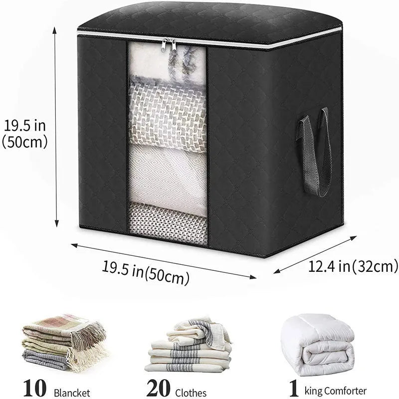 Non-woven fabric quilt storage organiser bags in multiple sizes and colours for wardrobe organisation