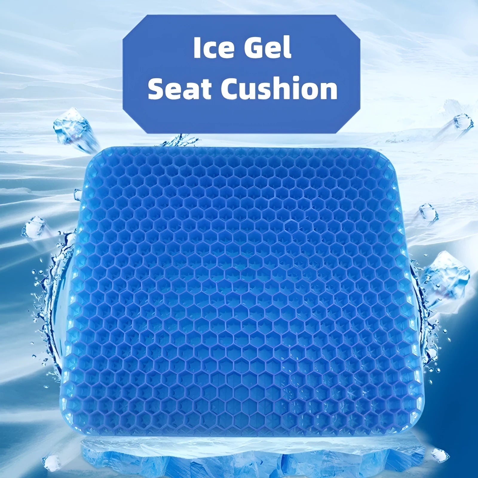 Summer gel seat cushion with honeycomb design showing double thick construction and removable cover