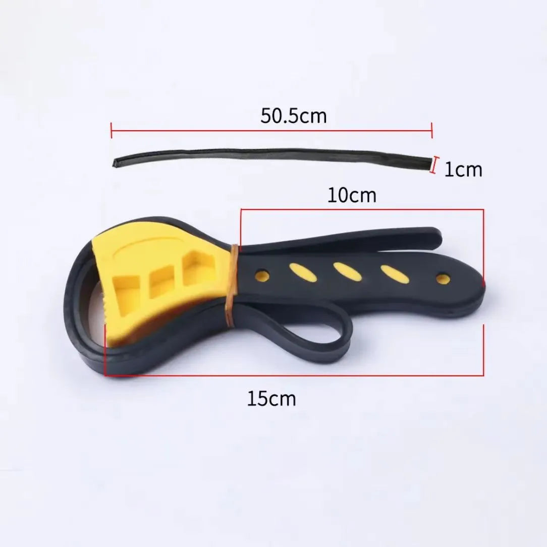 6-inch and 8-inch adjustable rubber strap wrench set with plastic rubber handles
