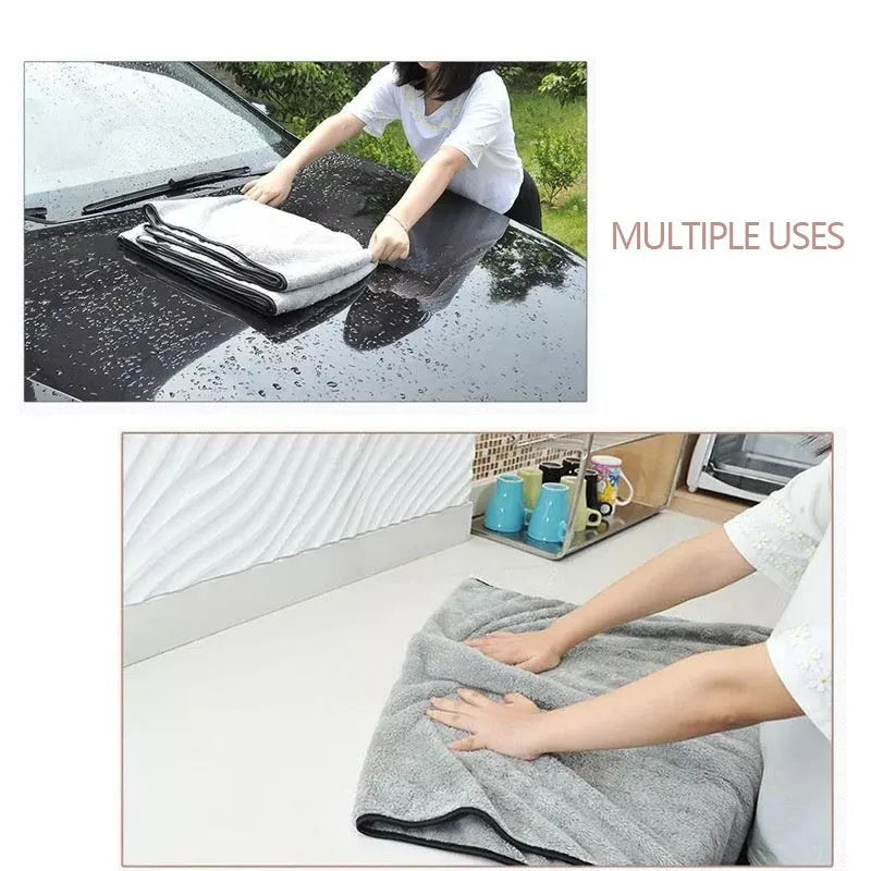 75x35cm and 60x40cm microfiber car drying towel shown flat