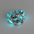 Adjustable Chinese dragon pattern ring showing antique silver blue electroplated finish