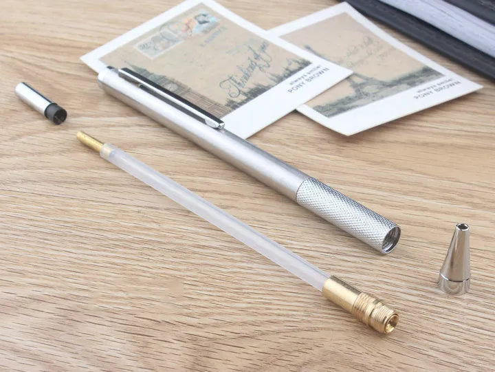 Metal automatic mechanical pencil with push-button mechanism, compatible with 0.5mm to 2.0mm lead sizes