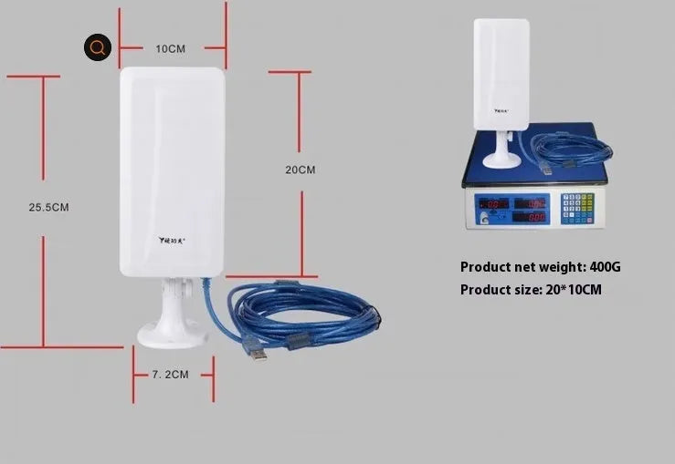 White USB wireless network card with 5 M Thread coverage for Windows and Mac computers