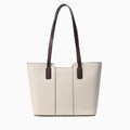Genuine leather women's commuter shoulder bag in a box-type shape with a large capacity and sandwich pocket.