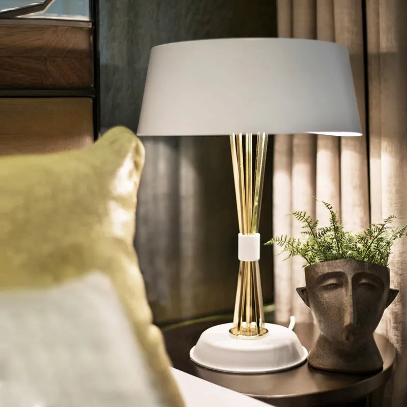 Iron creative European style table lamp, 35x66cm, black finish with LED light source on a desk