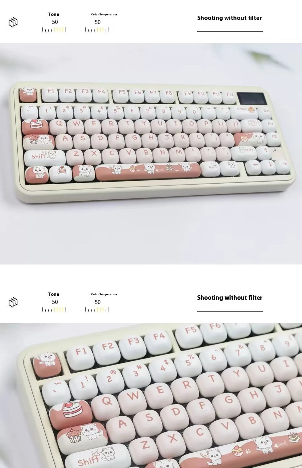 Cartoon dessert cat sublimation key cap for mechanical keyboards in pastel colours