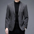 Men's solid color thick winter jacket in gray, loose fit, long sleeve, round hem, polyester fibre