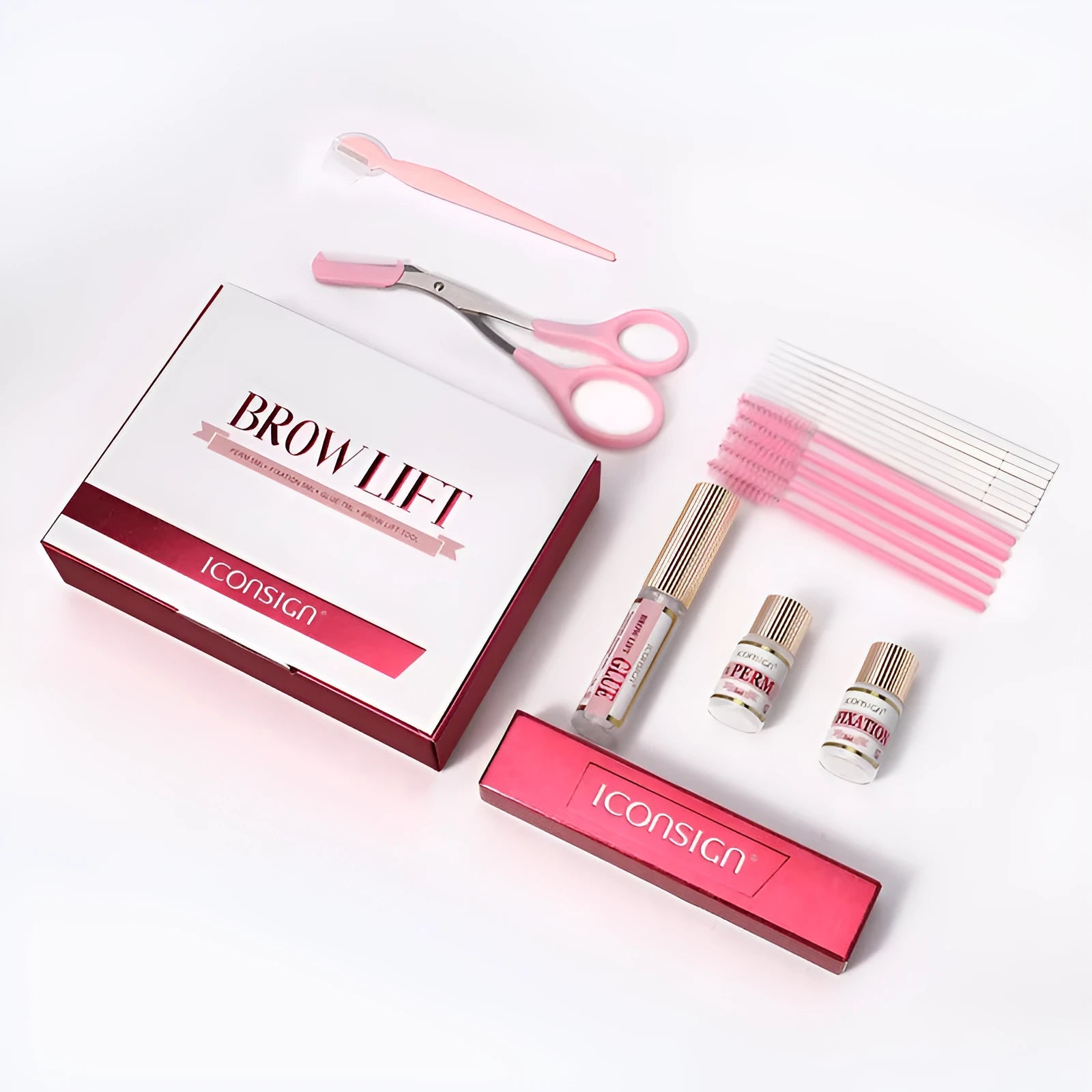 Pink eyebrow quick ironing scalding suit for keratosis treatment and styling