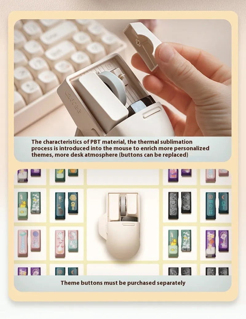 Xiaoqiao wireless computer mouse with ergonomic shape and seven buttons in tofu colour finish