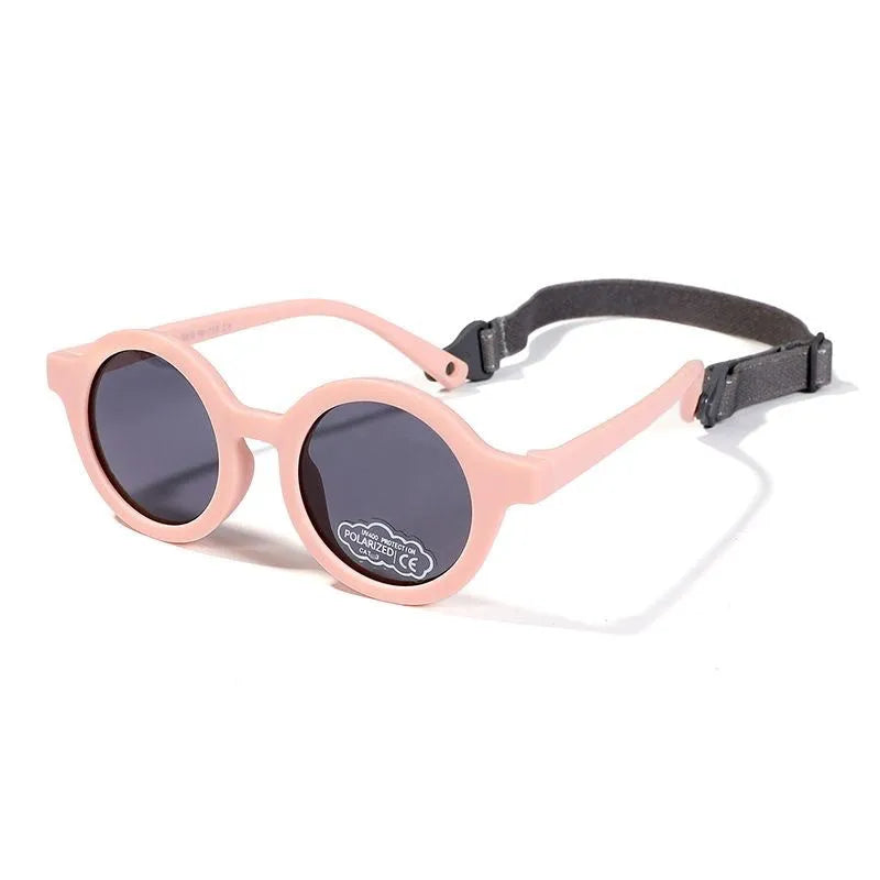 Children's round frame silicone sunglasses with polarised lenses for 0-3 year olds