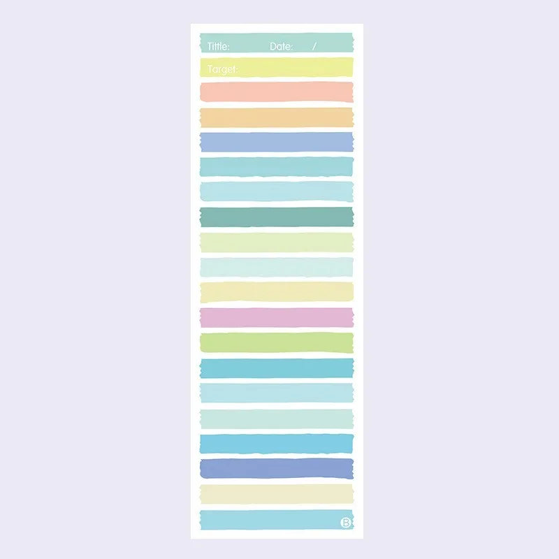 Super long cartoon sticky note pad in plastic storage box showing multiple colour options
