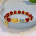 Women's glass bracelet with coloured glaze ice crack floral pattern and zodiac animal design