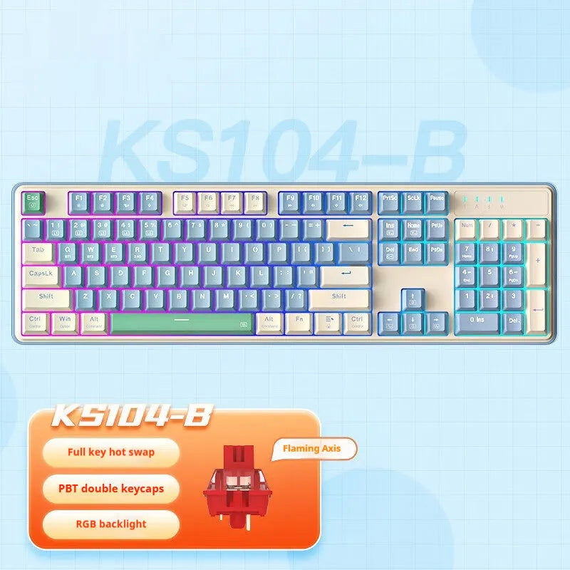 Red Dragon three-mode mechanical keyboard with full 104-key layout in multiple colour options